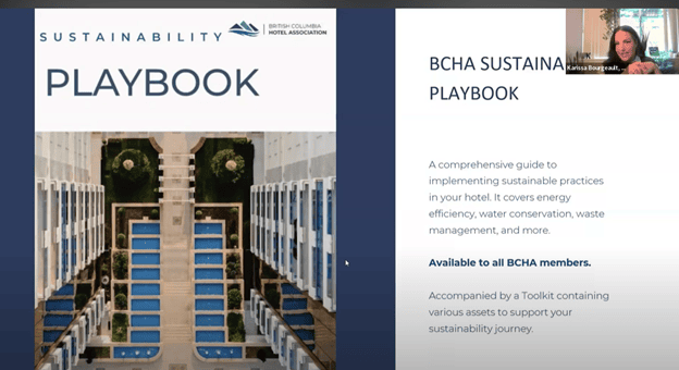 BCHA Project Manager Karissa Bourgeault presenting on the BCHA Sustainability Playbook and other resources available to members