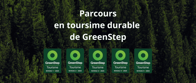 Parcours en toursime durable de GreenStep. GreenStep Tourisme Niveau 1 - 5 2025